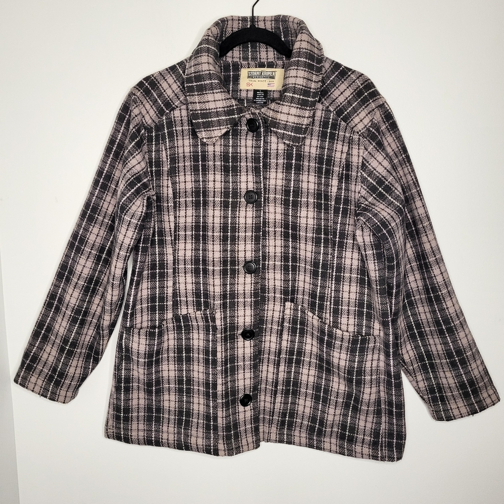 Stormy Kromer Women's Plaid Chore Coat Size Large Wool Blend Classic Quality
